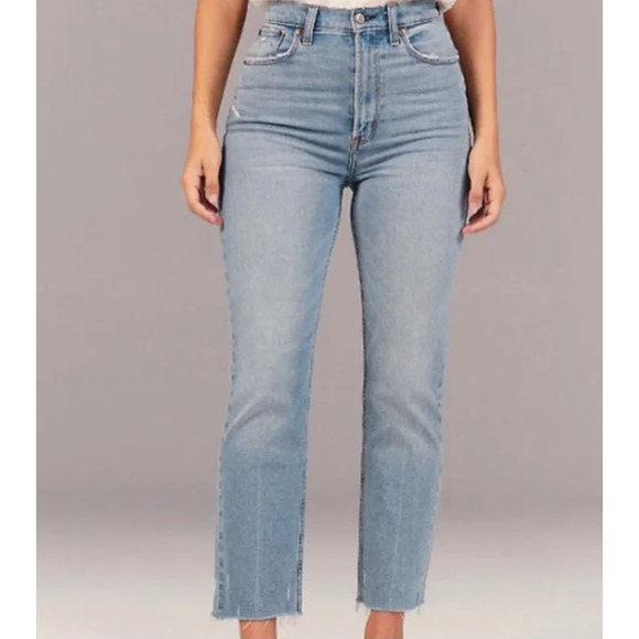 Abercrombie & Fitch Denim - Abercrombie and Fitch Curve Love Ultra High Rise Ankle Straight Blue Jean Sz 28